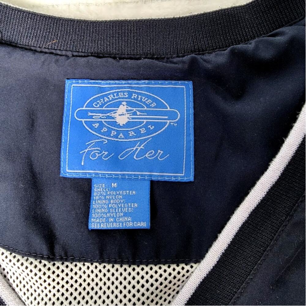 Charles River Apparel Pullover‎ Windbreaker Jacket Women's M Navy V-Neck Preppy - Picture 4 of 11